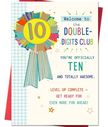 Beixian Funny 10th Birthday Card, Happy 10th Birthday Decorations for Boys Girls, Sweet 10 Year Old Birthday Gifts for Son Daughter - Image 1