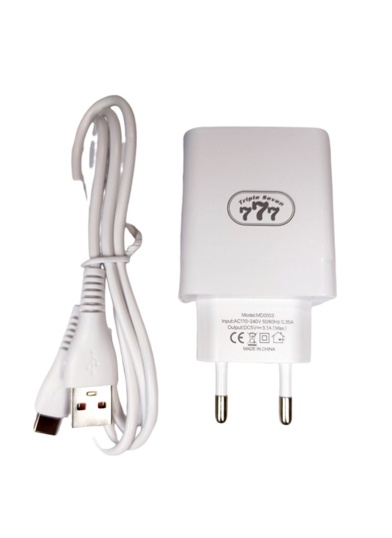 USB charger 3.1A with type-C charging cable