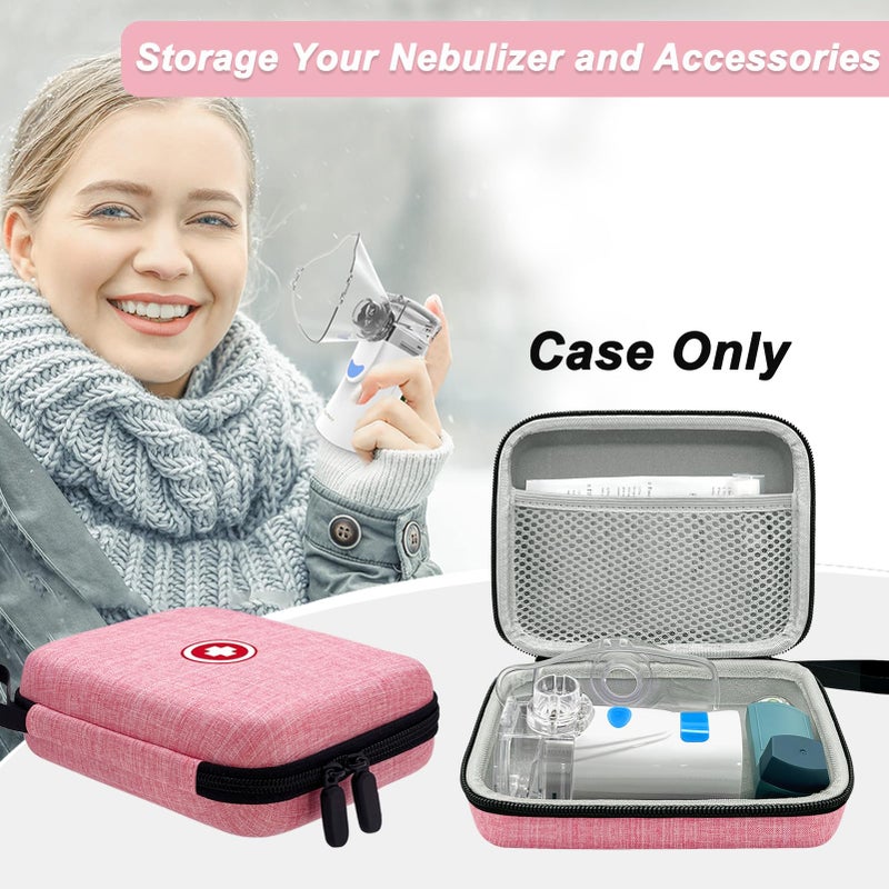 Klawdsky Carrying Case for Portable Nebulizer, Travel Medical Bag, Hard Emergency Medical Bag for Inhaler Spacer Case for Adults(Bag Only) (Pink) - Image 3