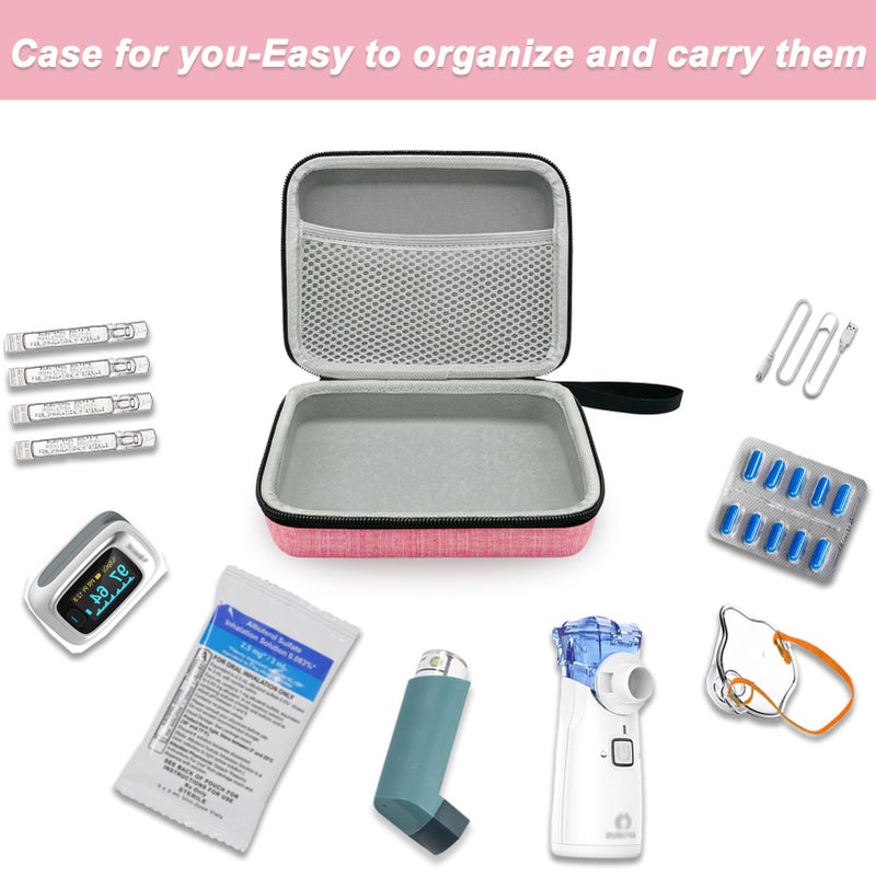Klawdsky Carrying Case for Portable Nebulizer, Travel Medical Bag, Hard Emergency Medical Bag for Inhaler Spacer Case for Adults(Bag Only) (Pink) - Image 2