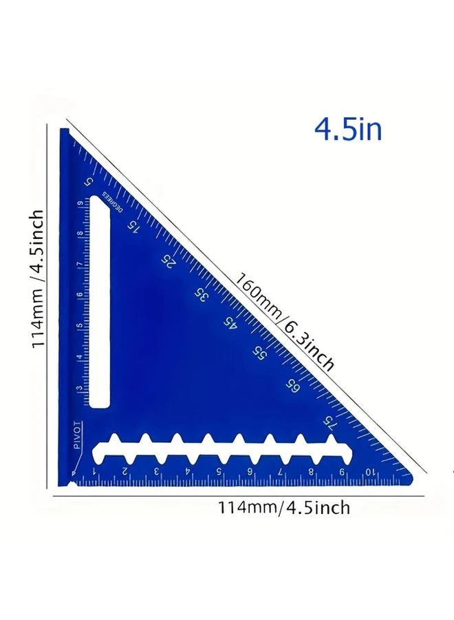 Blue 4 5 Inch High Precision Aluminum Alloy Triangular Ruler 0 1mm Durable Metal Construction for Engineering Carpentry DIY - Image 3