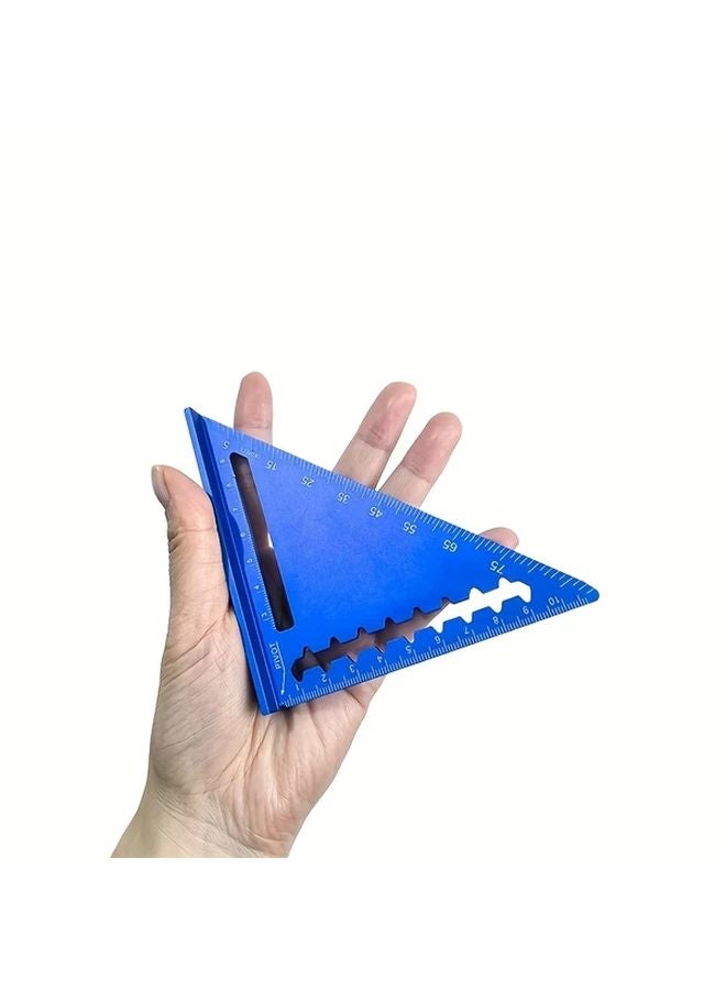 Blue 4 5 Inch High Precision Aluminum Alloy Triangular Ruler 0 1mm Durable Metal Construction for Engineering Carpentry DIY - Image 2
