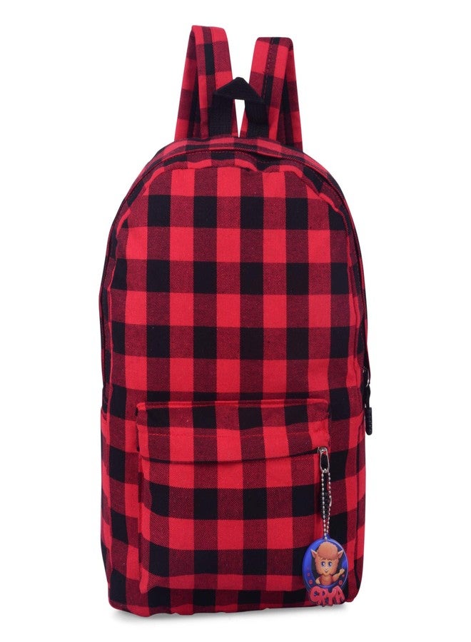 Crya Canvas Red and Black Trek Check Kid's School Backpack - Image 2