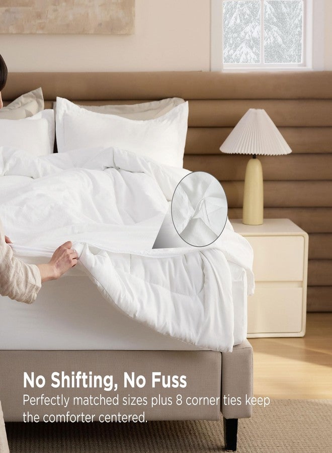 Bedsure Duvet Cover with Comforter Duvet Insert Queen - 4 Pieces White Prewashed Soft Bedding Set for All Seasons Use, Includes 1 Removable Cover, 1 Comforter, 2 Pillow Shams - Image 5