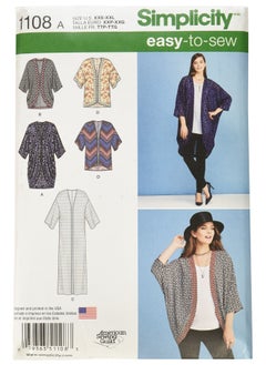 Simplicity Simplicity Us1108A Misses  Kimono And Cardigan Sewing Pattern Kit  Code 1108  Sizes Xxs-Xxl  - Image 1