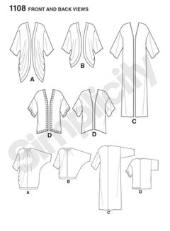 Simplicity Simplicity Us1108A Misses  Kimono And Cardigan Sewing Pattern Kit  Code 1108  Sizes Xxs-Xxl  - Image 4