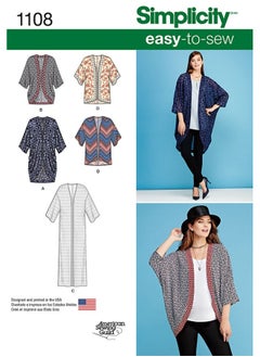 Simplicity Simplicity Us1108A Misses  Kimono And Cardigan Sewing Pattern Kit  Code 1108  Sizes Xxs-Xxl  - Image 2