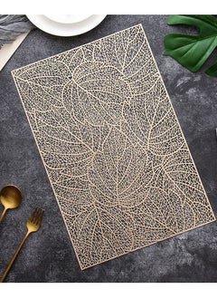 RARELY Rectangle Placemats for Dinner Table Set of 6 Metallic Hollow Out Table Mats Vinyl Place Mats for Table Decor  - Image 3