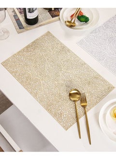 RARELY Rectangle Placemats for Dinner Table Set of 6 Metallic Hollow Out Table Mats Vinyl Place Mats for Table Decor  - Image 2