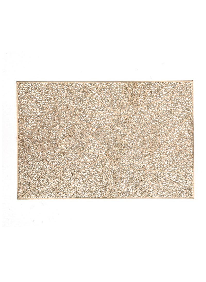RARELY - Rectangle Placemats for Dinner Table Set of 6 Metallic Hollow Out Table Mats Vinyl Place Mats for Table Decor - Image 1