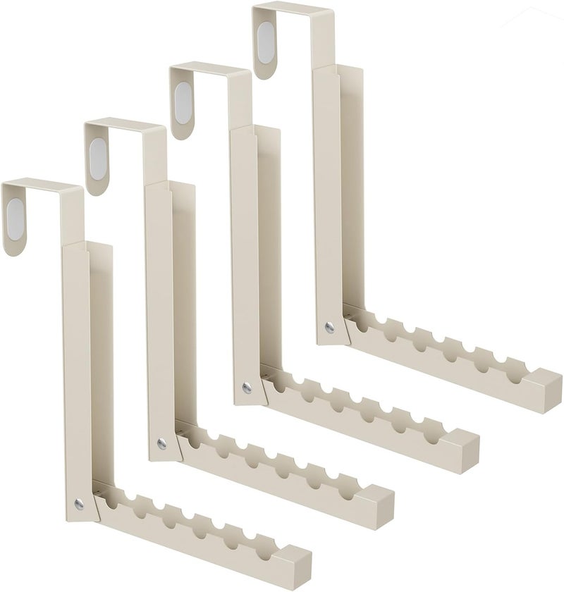 BAKON Over The Door Hanger Folding Clothes Drying Rack, Folding Hanging Coat Rack for Indoor Laundry Room Compact Small Space Foldable Portable Clothing Hanger Hook Collapsible-4 Pack (Beige) - Image 1