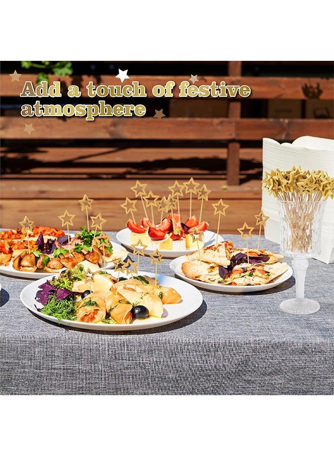 Quantum 100 PCS Gold Star Cocktail Picks, Star Bamboo Long Food Toothpicks, Decorative Fancy Toothpicks for Holiday Birthday Party Decorations - Image 5