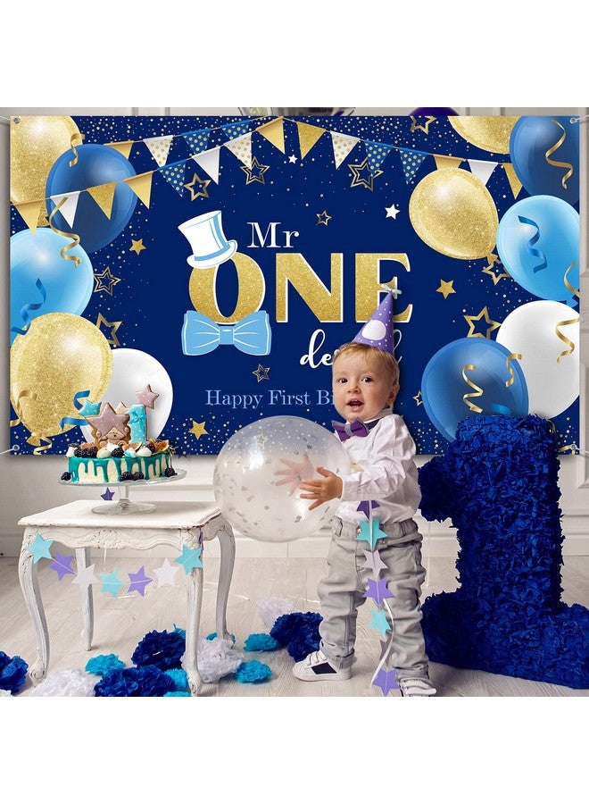 Irenare زينة عيد ميلاد الأول للأولاد - مستر أوندر فول عيد ميلاد لوازم حفلة الأولاد - خلفية عيد الميلاد الأول - لافتة عيد ميلاد سعيد للأولاد الصغار - ديكور حفلة عيد الميلاد الأول - دعامة تصوير (أزرق وذهبي) - Image 5