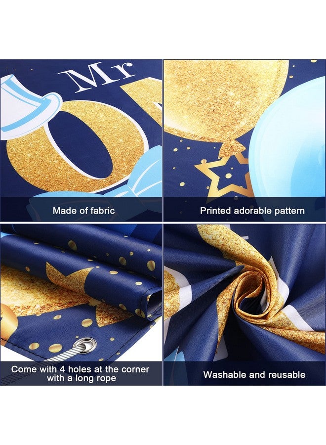 Irenare زينة عيد ميلاد الأول للأولاد - مستر أوندر فول عيد ميلاد لوازم حفلة الأولاد - خلفية عيد الميلاد الأول - لافتة عيد ميلاد سعيد للأولاد الصغار - ديكور حفلة عيد الميلاد الأول - دعامة تصوير (أزرق وذهبي) - Image 4