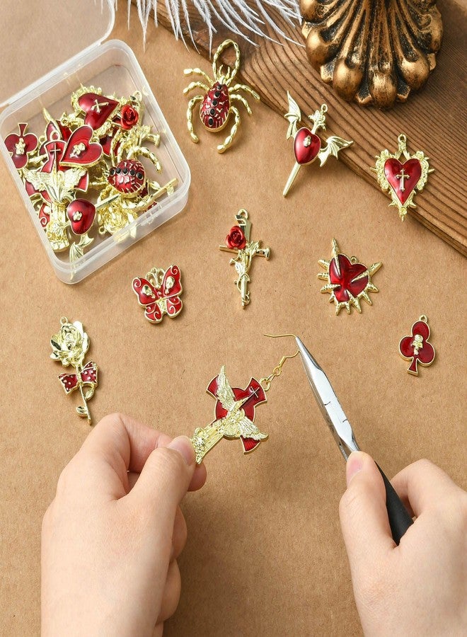 Ipotkitt 19 pcs 10 Styles Gothic Theme Alloy Enamel Charms Goth Rose Heart Cross Butterfly Charms for DIY Crafts Jewelry Bracelet Necklace Earrings Keychains Party Bag Decor - Image 5