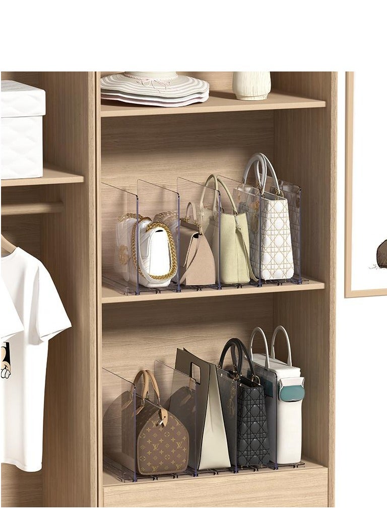 Golden Purse Organizer, Clear Bag Organizer for Closet, 2Set Acrylic Bag Display Stand Rack for Handbag/Pouch/Wallet, Adjustable Shelf Separator Dividers for Kitchen Pantry,Cabinet,Clothes Wardrobe,Bookshelf  - Image 1