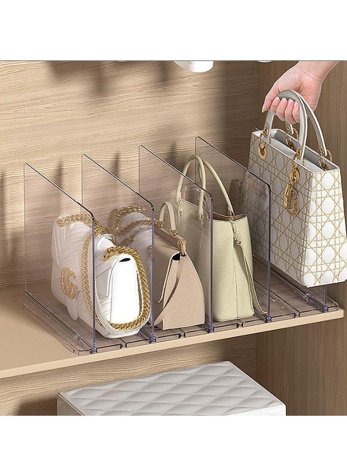 Golden Purse Organizer, Clear Bag Organizer for Closet, 2Set Acrylic Bag Display Stand Rack for Handbag/Pouch/Wallet, Adjustable Shelf Separator Dividers for Kitchen Pantry,Cabinet,Clothes Wardrobe,Bookshelf  - Image 3