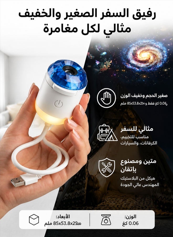 جهاز عرض ليلي ثلاثي الأبعاد 2 في 1 بتصميم مجرة ​​مع 24 فيلم عرض | كريستال أزرق، سطوع قابل للتعديل، دوران 360 درجة، سهل الاستخدام، يعمل بمنفذ USB، مصباح جداري صغير محمول بتقنية LED، مناسب للبالغين والأطفال - Image 2