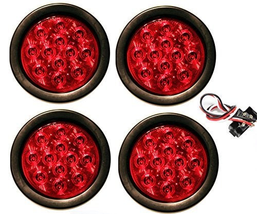 AUTOSMART SET OF 4 AutoSmart KL-25108RK 4" ROUND LED STOP TURN TAIL RED LEN LIGHTS INCLUDES LIGHTS, GROMMET, PLUG FOR TRUCK TRAILER - Image 4