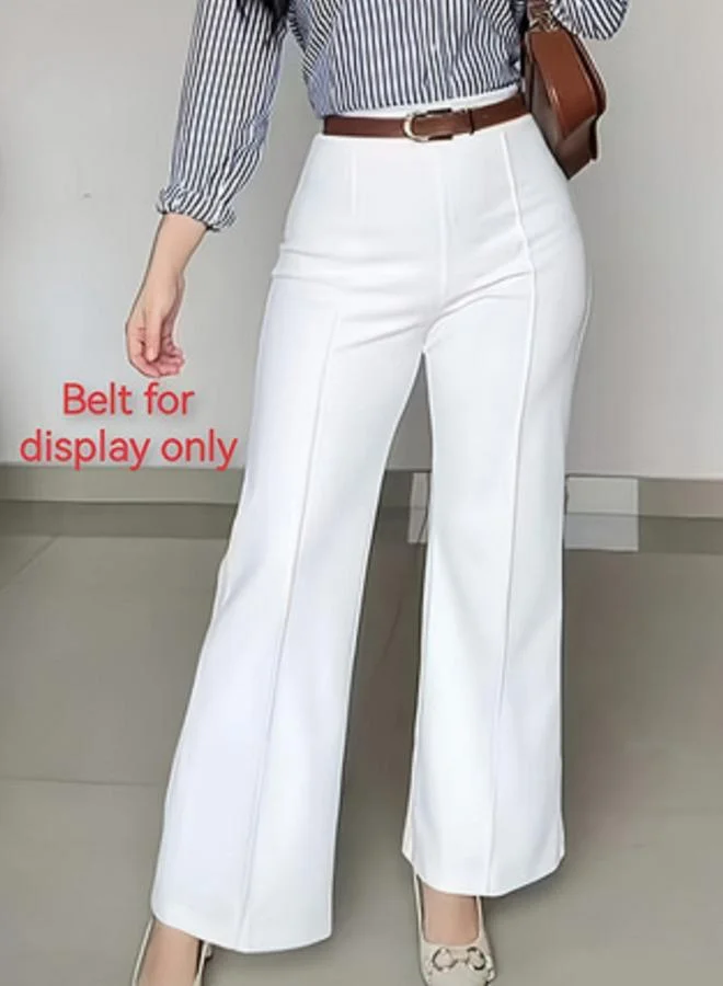 تايك تو White Solid Straight Leg Pants