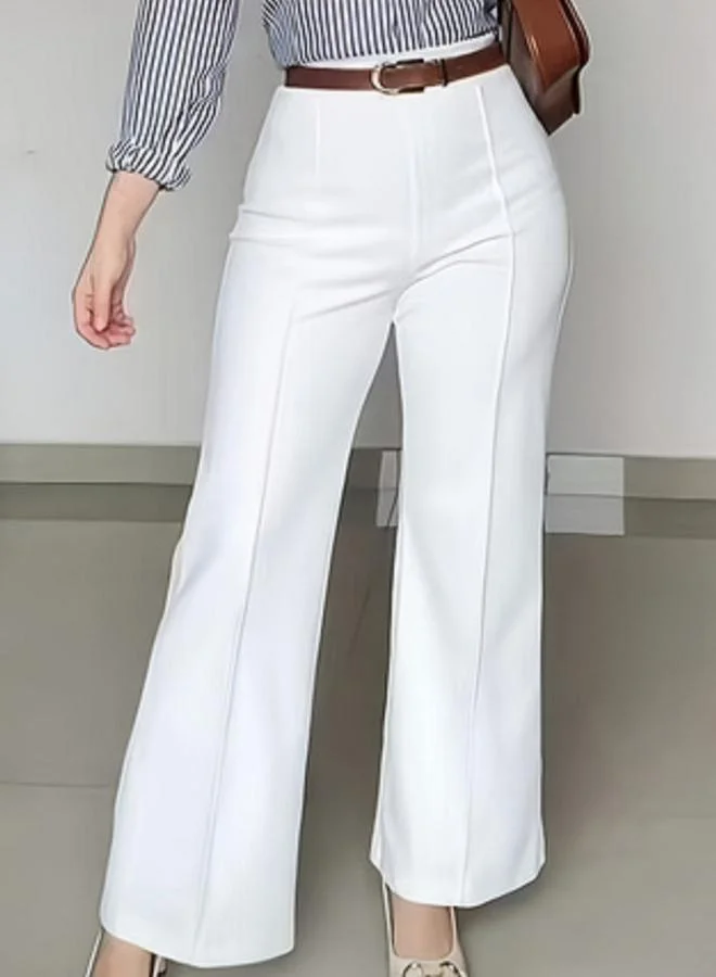 تايك تو White Solid Straight Leg Pants