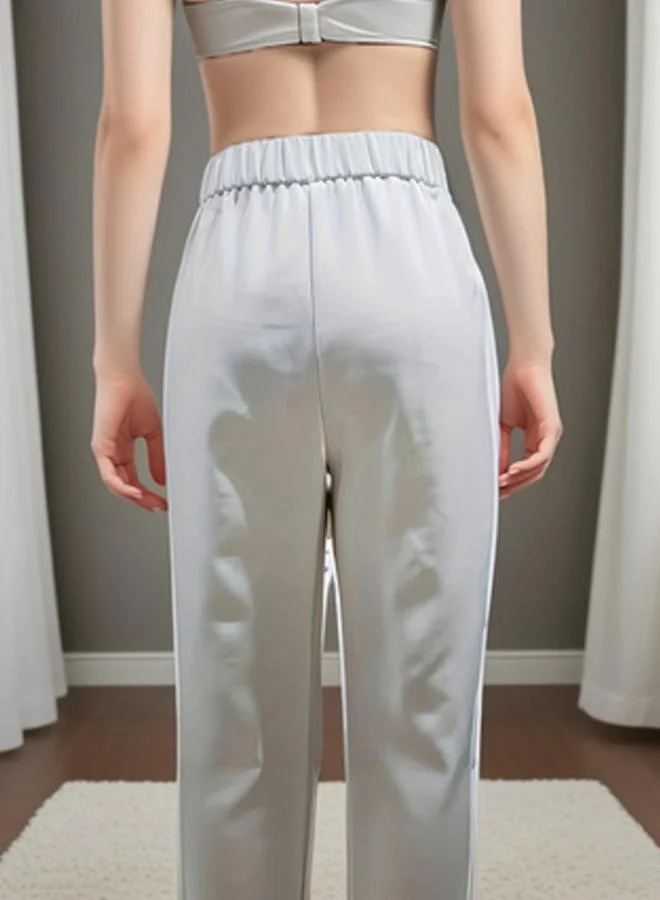 تايك تو White Solid Straight Leg Pants