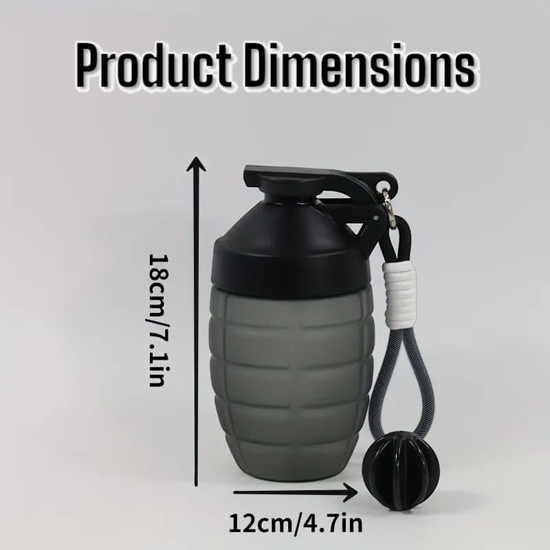 RIANZ Grenade Shape Protien Shaker Bottle Blender 600ml/20oz -Pre Workout Shaker Bottles for Protein Mixes - 100% BPA-Free, Leak Proof with Shaker Ball - 1 Pc (Black) - Image 3