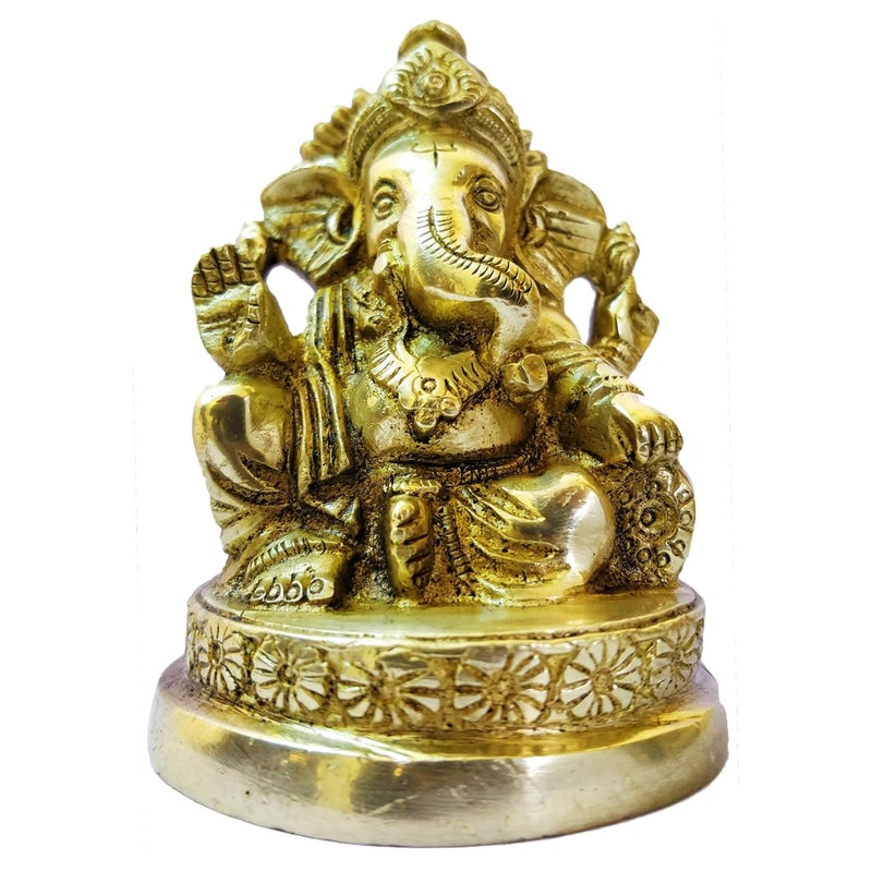 GURU JEE Brass Statue Ganesh Ji Ganpati Bappa Murti Gift Lord Ganesha Idols for Puja at Home Mandir Temple - Image 4