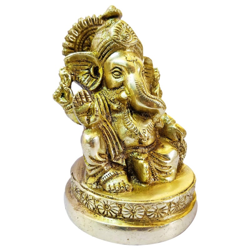 GURU JEE Brass Statue Ganesh Ji Ganpati Bappa Murti Gift Lord Ganesha Idols for Puja at Home Mandir Temple - Image 3
