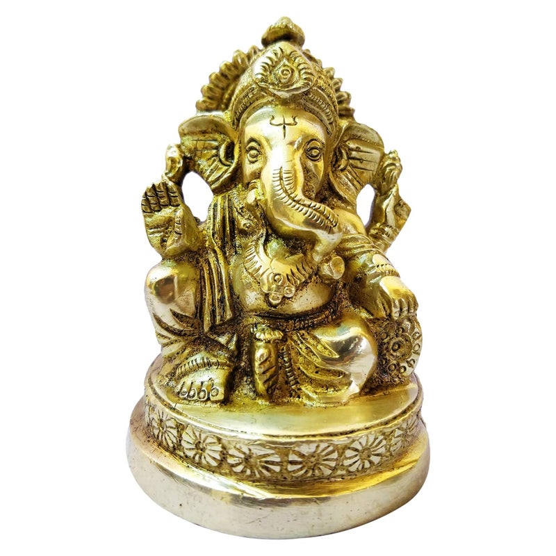 GURU JEE Brass Statue Ganesh Ji Ganpati Bappa Murti Gift Lord Ganesha Idols for Puja at Home Mandir Temple - Image 1