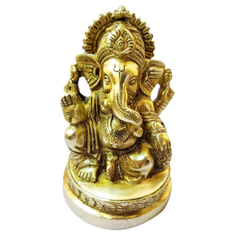 GURU JEE Brass Statue Ganesh Ji Ganpati Bappa Murti Gift Lord Ganesha Idols for Puja at Home Mandir Temple - Image 2