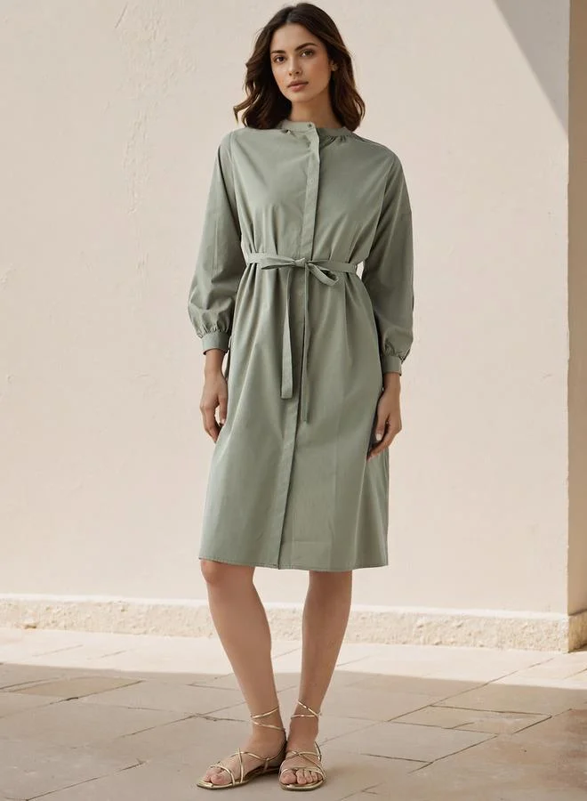 Splash FAV Shirt Knee-Length Dress with Waist Tie-Up
