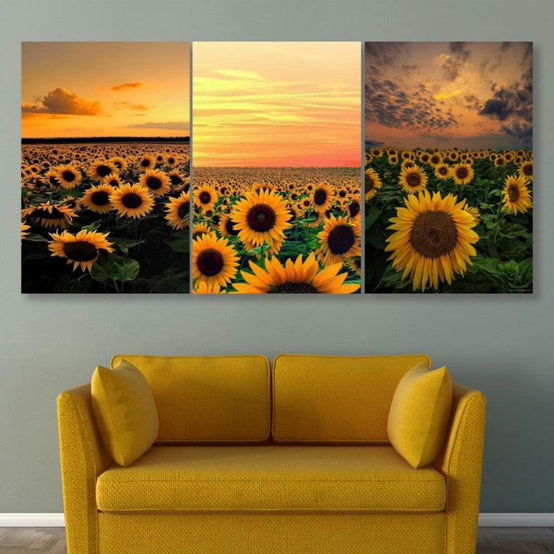 Marktna Three modern canvas paintings with a hollow frame, measuring (120×60), three pieces - Image 1