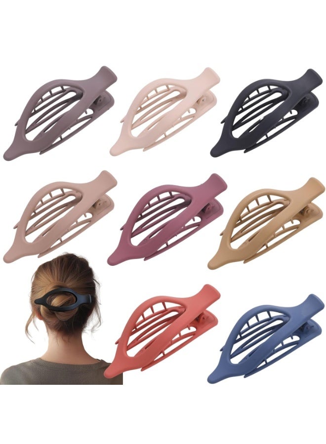 8 Pack Flat Hair Clips for Women,Matte No Crease Flat Claw Clips, Large Strong Hold Barrettes for Thick & Thin Hair, French Duckbill Styling Accessories - Image 1
