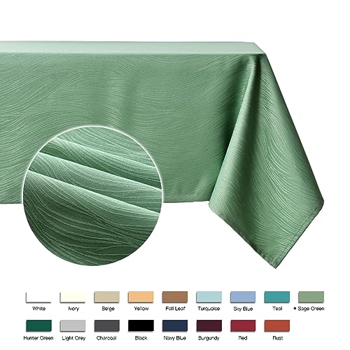 maxmill Jacquard Table Cloth Swirl Pattern Spillproof Wrinkle Resistant Heavy Weight Soft Tablecloth for Kitchen Dinning Tabletop Outdoor Picnic Rectangle 52 x 70 Inch Sage Green - Image 4