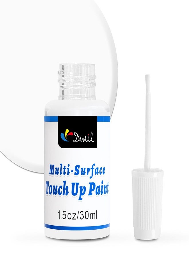 يسكن طلاء DWIL White Touch Up - قلم طلاء Touch Up متعدد الأسطح، لإصلاح الخدوش على الجدران والأبواب والخزائن والمعادن والأجهزة والخشب والأثاث، 1.5 أونصة سائلة (شبه لامع، أبيض) - Image 1