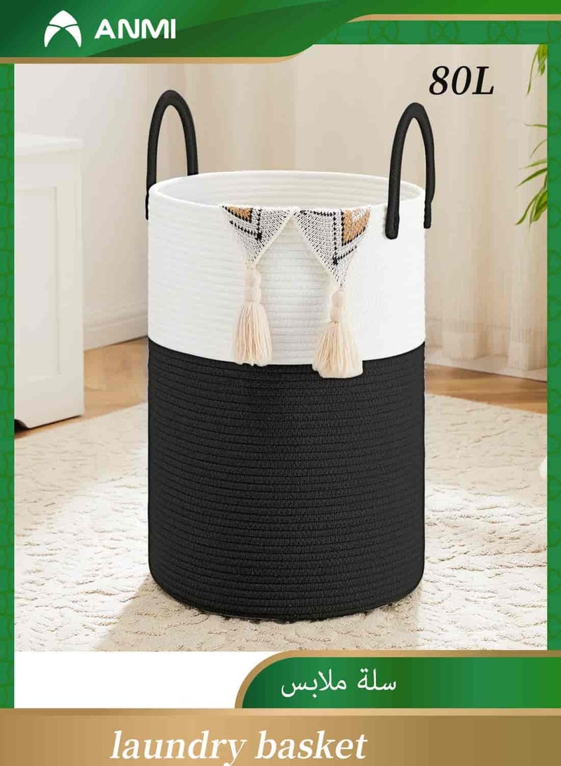 Anmi 80L Laundry Basket Black&White（42 x 55cm） - Image 1