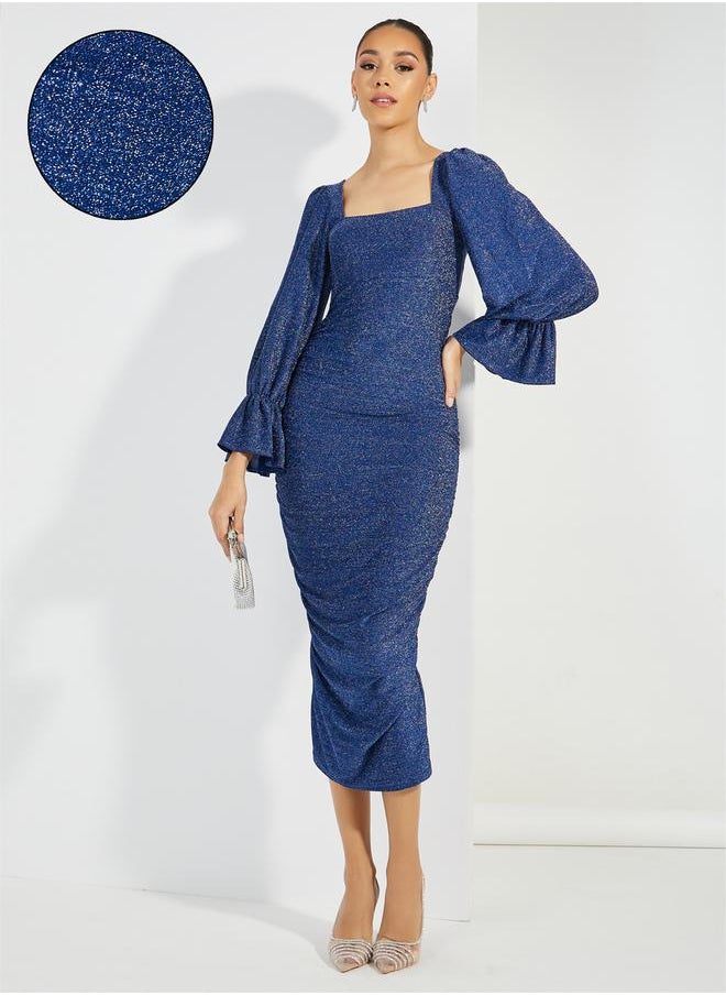 Styli - Glitter Look Ruched Detail Bodycon Midi Dress - Image 1