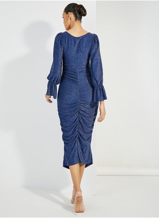 Styli - Glitter Look Ruched Detail Bodycon Midi Dress - Image 1