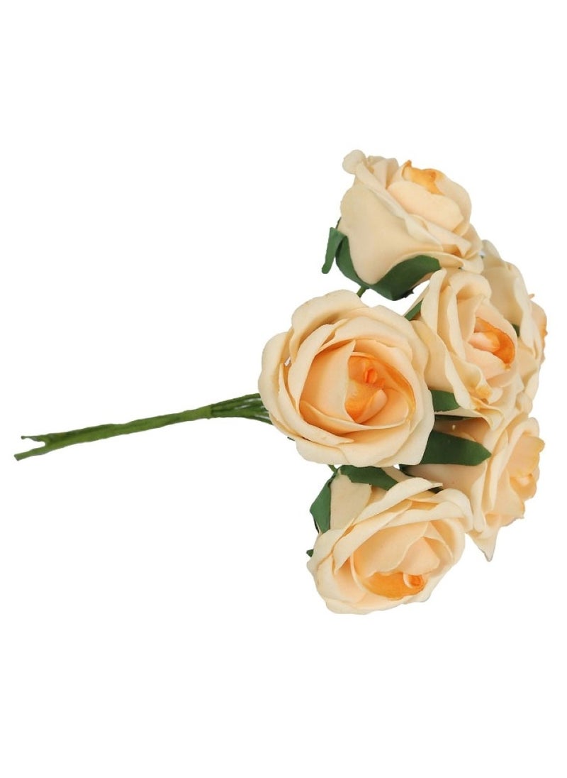 Timeless Beauty 6 Heads Artificial Foam Rose Flower Bunch Pink