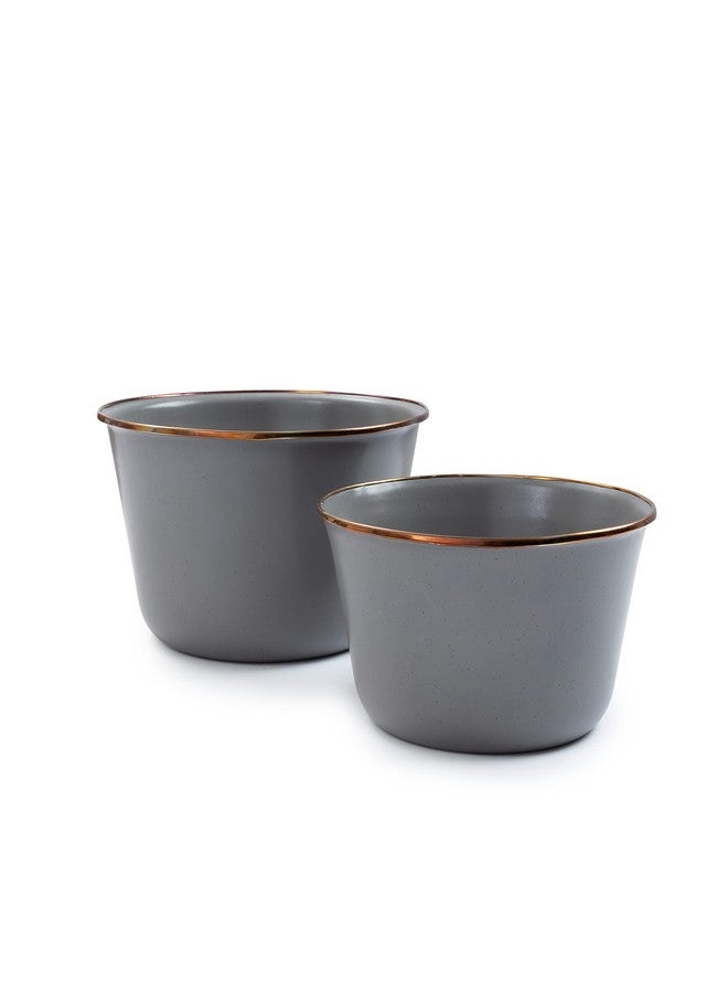 Barebones Enamel Mixing Bowl Set - Mixing Bowls, Salad Bowls, and Serving Bowls - Camping Dishes and Kitchen Essentials (Slate Gray) - Image 1