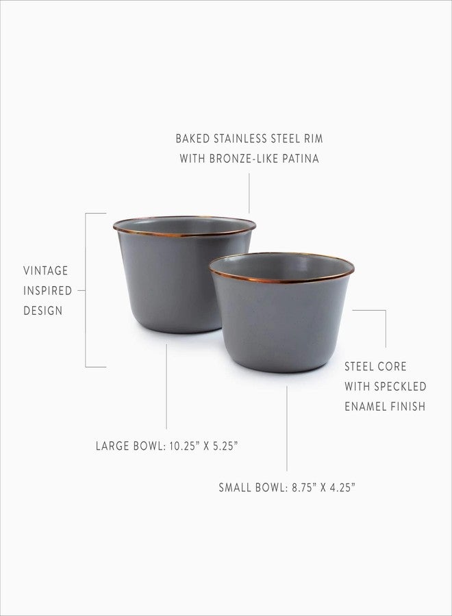 Barebones Enamel Mixing Bowl Set - Mixing Bowls, Salad Bowls, and Serving Bowls - Camping Dishes and Kitchen Essentials (Slate Gray) - Image 5