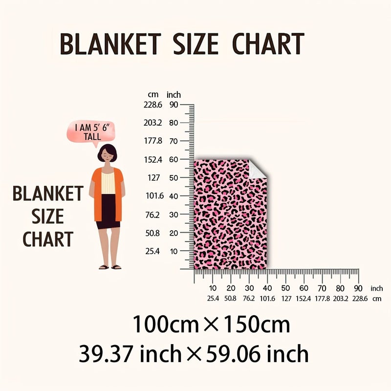 Pink Leopard Print Fuzzy Blanket 70.87 x 78.74 Inch for Sofa Bed Camping - Image 3