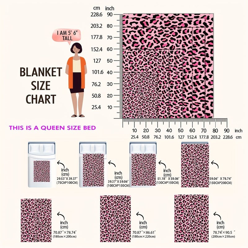 Pink Leopard Print Fuzzy Blanket 70.87 x 78.74 Inch for Sofa Bed Camping - Image 4