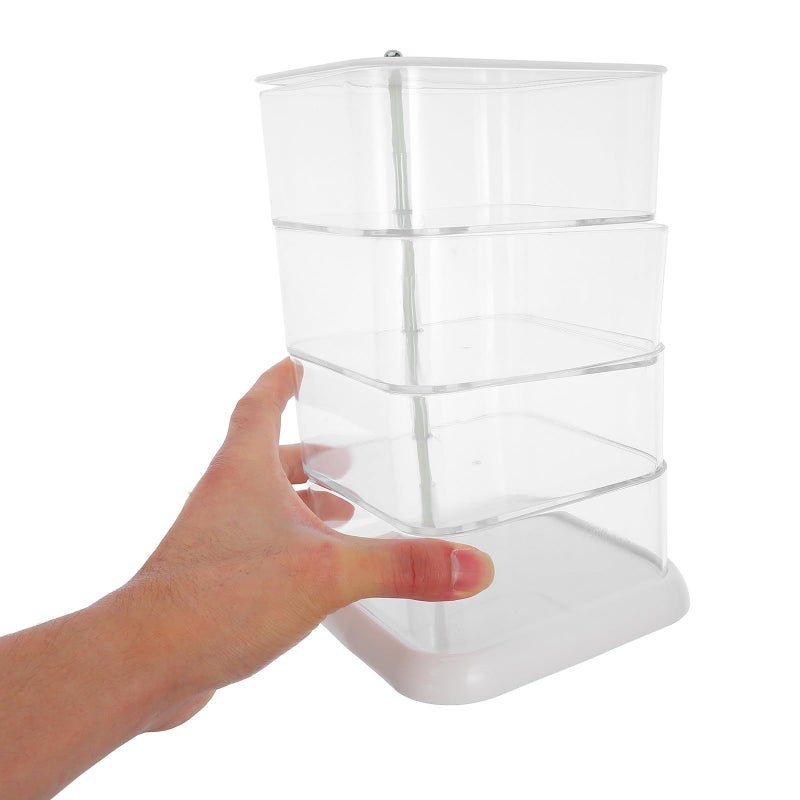 Garneck Rotatable 4 Layer Square Jewelry Organizer Box With Lid Multilayered Small Storage Container For Women Dressing Table Accessories - Image 4