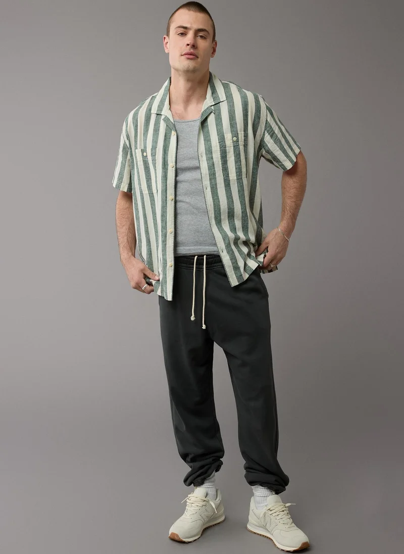 امريكان ايجل Linen-Blend Striped Button-Up Poolside Shirt