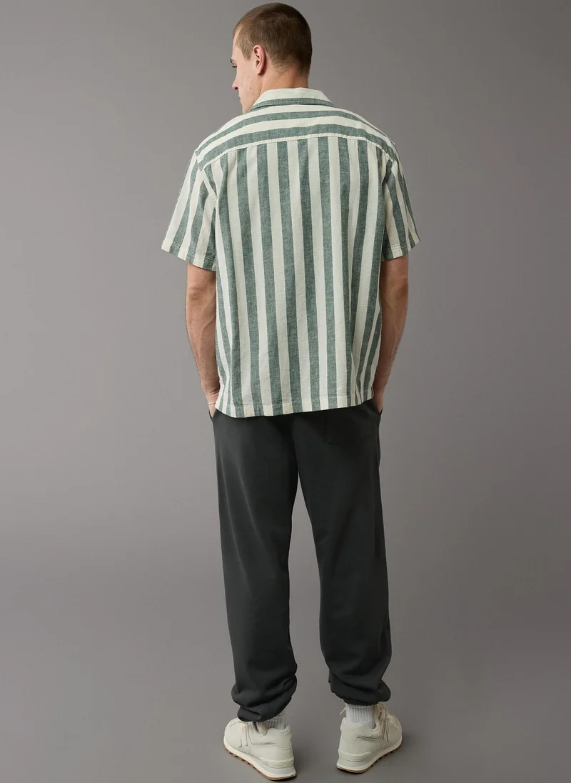 امريكان ايجل Linen-Blend Striped Button-Up Poolside Shirt
