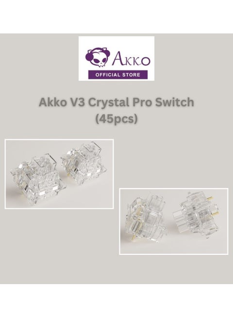 Akko V3 Crystal Pro Keyboard Switch with Dustproof Stem for Mechanical Gaming Keyboard, 43gf Actuation Force Key Switches (45pcs)