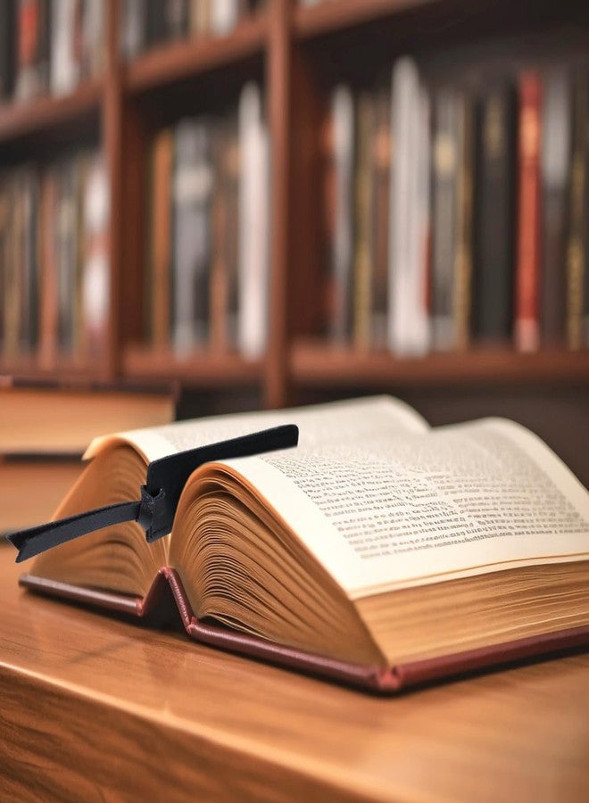 PPhtony علامات صفحات الكتب الجلدية من PPhtony، قطعتان، مصنوعة يدويًا ومخيطة، هدية قراءة مع شرابة حبل للنساء والرجال ومحبي الكتب والقراء (أسود) - Image 4