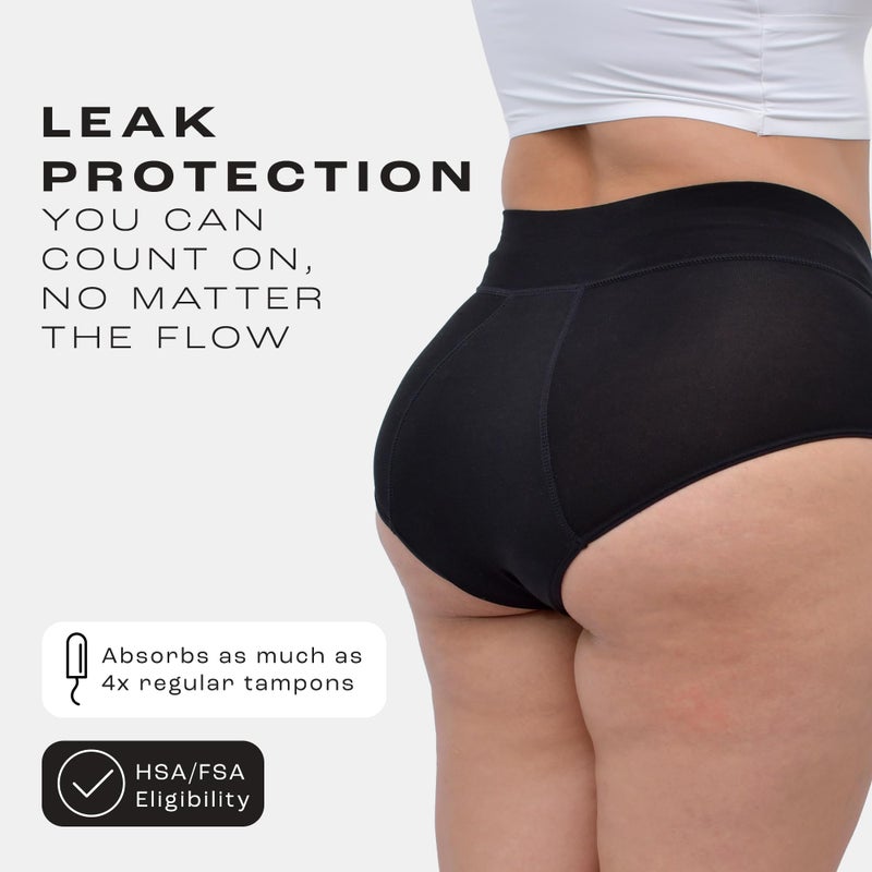 Bambody Absorbent Panties, Period Underwear for Women and Teens - All-Day Long - Overnight Protection- Postpartum, Leakproof - X-Large - 3 Pack: Black - Image 5
